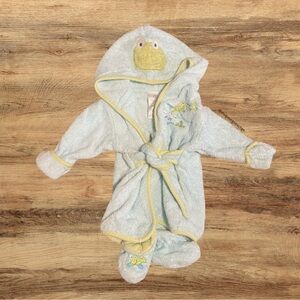 Babies Toys R Us Vintage Frog Fish Robe Bath Soft Slippers Matching 0-9m
